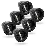 greate 6x Schuko Kupplung IP44 Aussenbereich mit Knickschutz - Gummi Kupplung 230V mit Zugentlastung, 2-polig, 16A & 3,7kW - Schukokupplungen Schutzkontakt Kupplung Kabel Kupplung Gummikupplung 230V