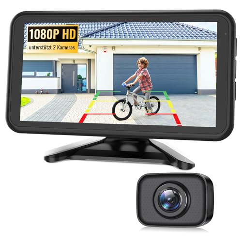 AUTO-VOX Rückfahrkamera Kabellose fürs Auto Einfach Nachrüsten: 5" HD 1080P Rückfahrkamera mit klarer Nachtsicht, 2 Kanäle, IP69K Wasserdichtes Rückfahrkamera System für LKW, Pickup, SUV, Van – W12
