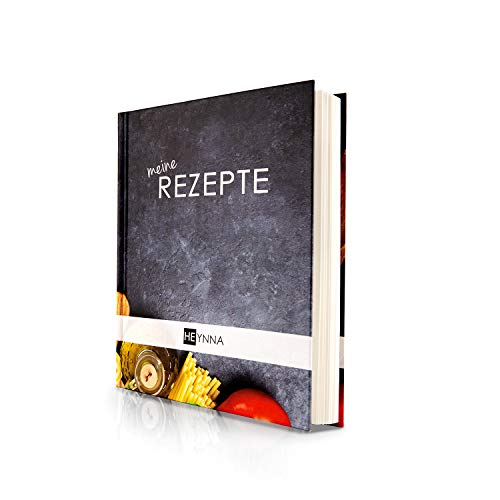 HEYNNA Kochbuch zum Selbst Schreiben - Rezeptbuch mit Register, Blanko Notizbuch ideal zum Schreiben der Lieblingsrezepte und Backrezepte - A5-Hardcover