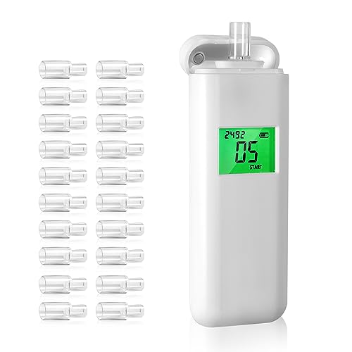 Aranknew Alkoholtester Polizeigenau, Professioneller Präziser Promilletester mit Digitaler LCD-Anzeige, Speicher und Warnfunktion für den Heim- oder Partygebrauch mit 20 Mundstücken
