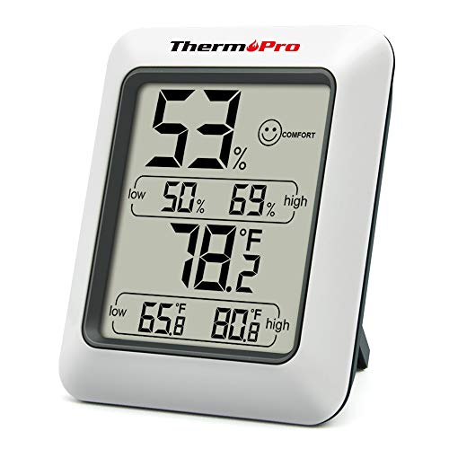 ThermoPro TP50 digitales Thermo-Hygrometer Innen Thermometer Raumthermometer mit Aufzeichnung und Raumklima-Indikator für Raumklimakontrolle Klima Monitor