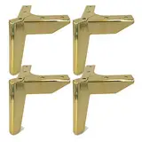 4 Stück Metall Dreieck Möbelfüße, Tv Lowboard Möbelfüsse Möbelbeine, DIY Ersatz für Sofa Lehrstuhl Schrank Badezimmerschrank Schubladen Ottomane, Mit Schrauben (5" (12cm),Gold)