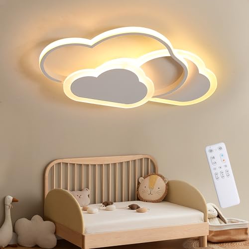 YUEEU Led Deckenleuchte Schlafzimmer,Kinderzimmer Lampe Decke 52CM Wolke Deckenlampe Kinderlampe,Dimmbar Wolkenlampe mit Fernbedienung, Deckenleuchten für Kinder,Babyzimmer Mit Nachtlichtfunktion