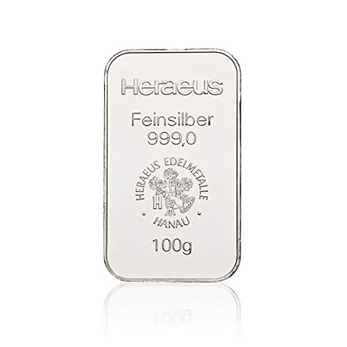 100g Silberbarren Heraeus im Blister