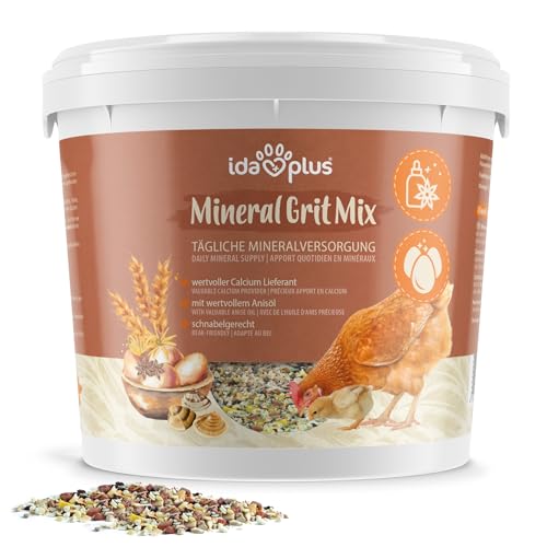 Ida Plus – Mineral Grit Mix 5 Kg – einzigartige Futterkalk Mineralstoffmischung mit Anis – wertvollen Mineralien für bessere Eierschalenqualität – enthält Muschelkalk & Calcium – für Hühner & Küken