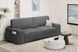 Yaheetech Sofa 212 x 81 cm Polstersofa aus Cordstoff mit Abnehmbare Kissen und Rückenlehnen Couch mit Breite Armlehnen für Wohnzimmer/Schlafzimmer/Spielzimmer Dunkelgrau