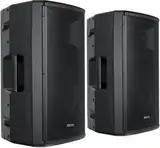 Pronomic E-215 MA Stereo Set - 2 aktive 2-Wege Boxen - Leistung: 2X 120 Watt (RMS) - 15" Woofer + 1,0" Kompressions-Treiber - Bluetooth-Empfänger und MP3-Player mit USB/SD - Monitorschräge