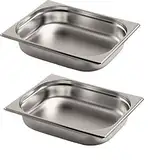 Gastro-Bedarf-Gutheil 2 x Gastronormbehälter GN Behälter 1/2 65 mm tief stapelbar Edelstahl geeignet für Chafing Dish, Bain Marie, Saladette