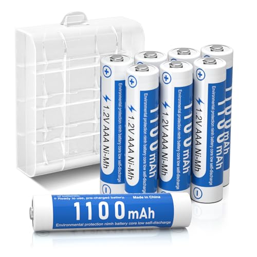 AAA Akku 1100mAh 8 Stück - wiederaufladbare Batterien AAA, Typ NI-MH Batterien, geringe Selbstentladung mit Akkubox, AAA Akkubatterien