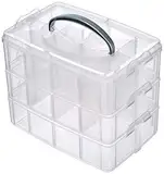 Rayher Sortierbox Aufbewahrung mit Griff,Transparent, groß, ‎23.1 x 18.5 x 15.6 cm,3 Etagen m. 17 Fächern,für Bastel-Material,Spielzeug, Büro-Utensilien,Accessoires–übersichtlich,stabil (39320000)