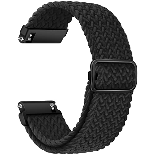 AidorMax 22 mm Nylon Geflochtenes Armband, Elastisch-Ersatzarmband mit Schnellverschluss Kompatibel mit Smartwatches und Armbanduhren, Verstellbar Uhrenarmband für Damen und Herren (Schwarz)