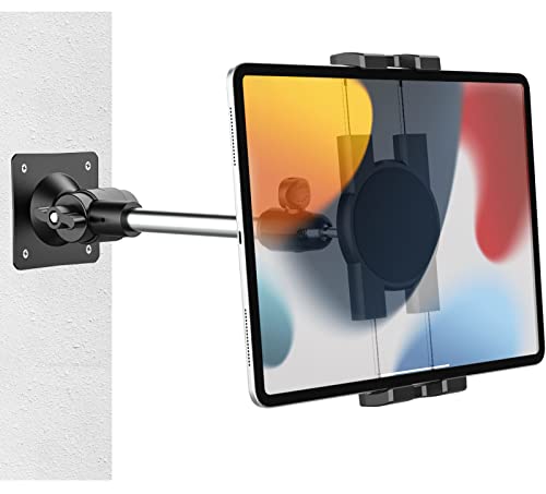 Tablet Wandhalterung Schwenkbar, woleyi Verstellbar Arm iPad Wand Halter Bohren für Küche, Bad, Schlafzimmer [Stabil & 360 ° Swivel] für iPad Pro Air Mini, Galaxy, Fire, Handys, 4-12.9"