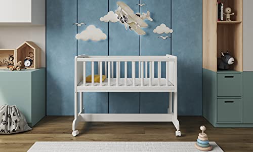 Love For Sleep Multifunktionell 6 in 1 Babybett,Beistellbett mit Matratze, Rollen 90x40cm Möglichkeit zur Verwandlung in eine Spielzeugkiste, einen Tisch oder eine Bank.