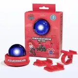 wiowio Feuerwehr Sirene für Kinder, Blaulicht mit abnehmbaren Halterungen für Rutschauto, Helm, Laufrad, Lenker, Roller, Fahrrad, Klingel, Geschenk Spielzeug ab 3 Jahre (Rot, Set mit 3 Halterungen)