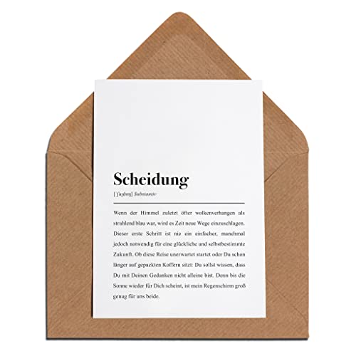 Karte zur Scheidung mit Briefumschlag: Scheidung Definition