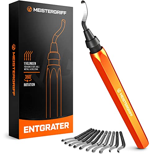 MEISTERGRIFF® Entgrater [inkl. 11 Klingen] für Kunststoff (auch 3D Druck), Metall, Edelstahl - Handentgrater