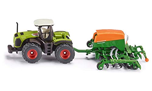 siku 1826, Claas Xerion Traktor mit Sämaschine Amazone Cayenna 6001, 1:87, Metall/Kunststoff, Grün, Öffenbare Füllklappe an Sämaschine