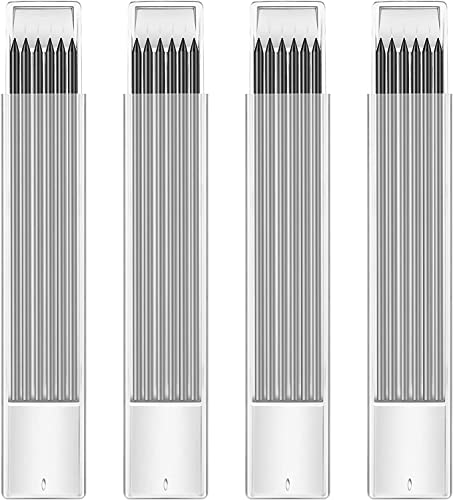 24 Stück 2.8mm Minen Bleistiftminen für Tischler Bleistift, HB Bruchfeste Wiederverwendbare Carpenter Graphite Silver Minen für Zimmerei Skizzen Schreiben