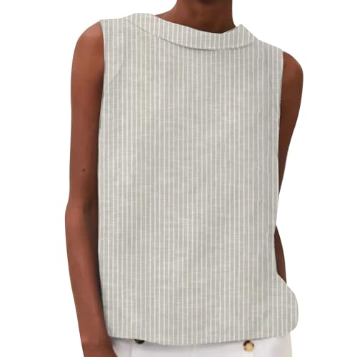 Deals des Tages Angebote des Tages Heute Damen Sommer T Shirt Ärmellose Locker Tank Top Casual Rundhals Tops Einfarbig Oberteile Leinenbluse Strand Bluse Basic Shirts Sale