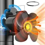 The Three Musketeers Kaminventilator Magnetisch, Ofenventilator Ohne Strom mit Modifizierter Umlenkplatte, Leiser Kamin Ventilator Kaminlüfter für Kaminofen/Kamin/Ofen/Holz/Ofenrohr, mit 1 Ersatzring