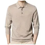 SRZYMJ Herren Poloshirt Langarm Baumwolle Outdoor Casual Polo Tops Regular Golf T-Shirts Khaki Langarmshirt Herren 3Er Pack 3XL Trägershirt/Cami Shirt Geschenke Freundin Geburtstag Pullover Hemd