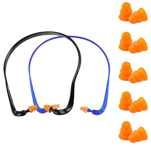 2 Stück Bügelgehörschutz, Gehörschutzbügel mit 5 Paar Ersatzstöpsel, 14x14x1, 4 cm Gehörschutzbügel, Gehörschutz zur Lärmreduktion (SNR 25dB), Anpressdruckfrei, Ergonomischer Form
