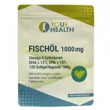 uHealth FISCHÖL 1000 mg, 120 Softgelkapseln Omega 3 Fettsäuren: DHA ≥ 12%, EPA ≥ 18%