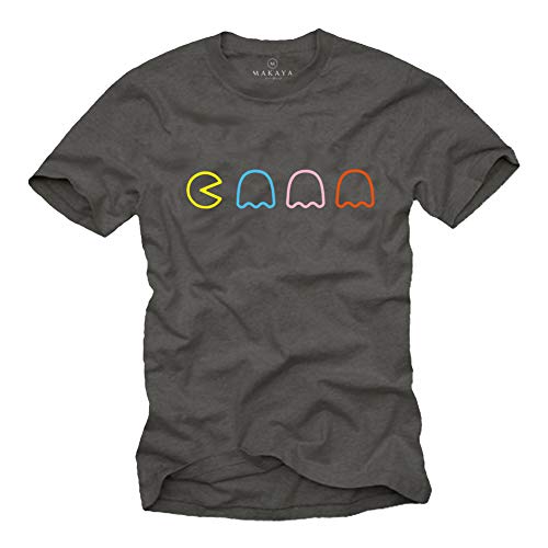 MAKAYA Vintage Gamer T-Shirt Herren Old School Game - Geschenke für Computer Nerds Man Grau M