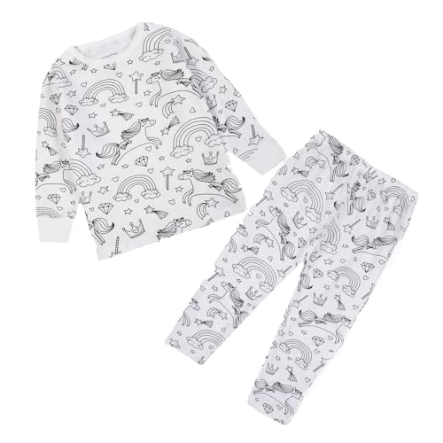 Jungen Schlafanzug, Black Friday,Schlafanzug Zum Anmalen Kinder, Kinder-DIY-Handbemaltes Homewear Set Zum Ausmalen Pyjama Sets für Jungen Mädchen mit Denen Man Spielen Tragen Kann Outfit Mädchen