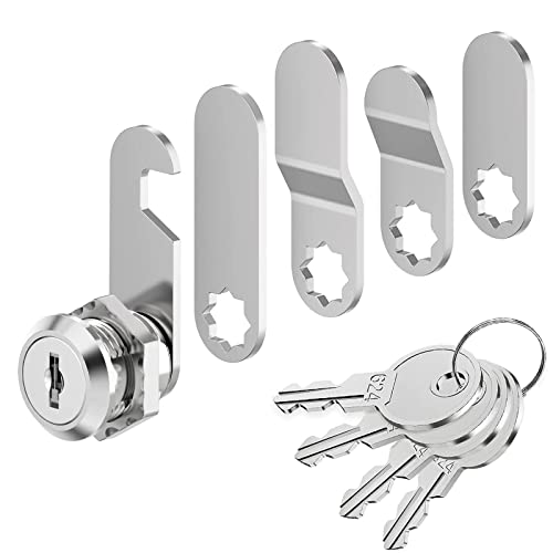 VOCIBO® Briefkastenschloss 4 Schlüssel, Kommt mit 5 Verschiedene Schlossplatten, Briefkastenschloss 16mm, Spindschloss, Durchmesser 18mm Drawer Lock, Hebelschloss für Briefkästen, Schranktüren