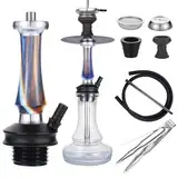 RMAN Shisha Set Wasserpfeife Hookah 43cm Shisha Komplett mit Steckbowl Tonkopf Edelstahl Tauchrohr Closed Chamber Schwarz