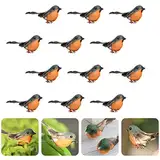 Jasmeko Künstlicher Rotkehlchen-Vogel zum Anklemmen – roter Kardinal, Weihnachtsbaum-Dekoration, Vogel-Bastelsets für Baum, Haus, Garten, Party-Dekorationen im Freien (A1-12Pcs-Robin)