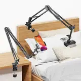 Handy Halter für Bett, Schwanenhals Handy Halterung - Flexible Lang Arm Handy Ständer für iPhone 15 14 Pro Max Plus, SE, 13 12 Pro Max Mini, 11, X XS 8 7, Galaxy S23 S22, 4-7 Zoll Smartphone