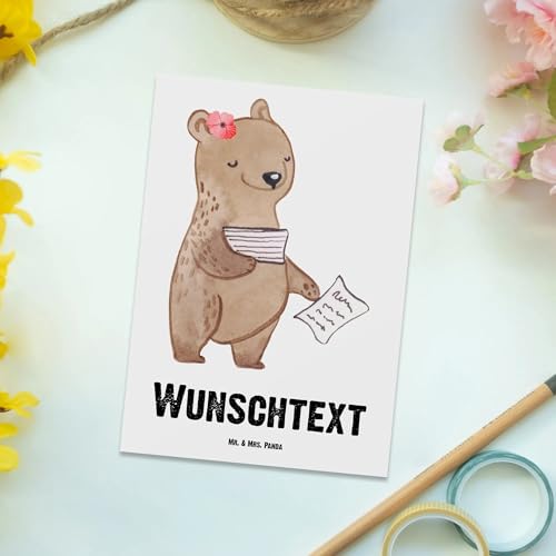 Mr. & Mrs. Panda Personalisierte Postkarte Insolvenzverwalterin Herz - Personalisierte Geschenke, Postkarte mit Wunschtext, Grußkarte mit Wunschtext,