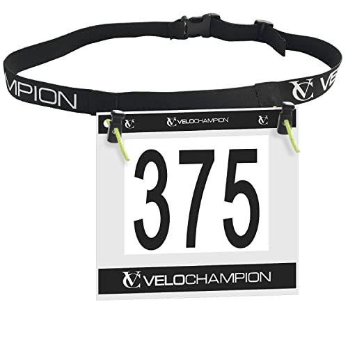 VeloChampion Triathlon Laufgürtel Startnummernhalter. Einstellbar. 2 Größen verfügbar (Erwachsene S/M, 1)