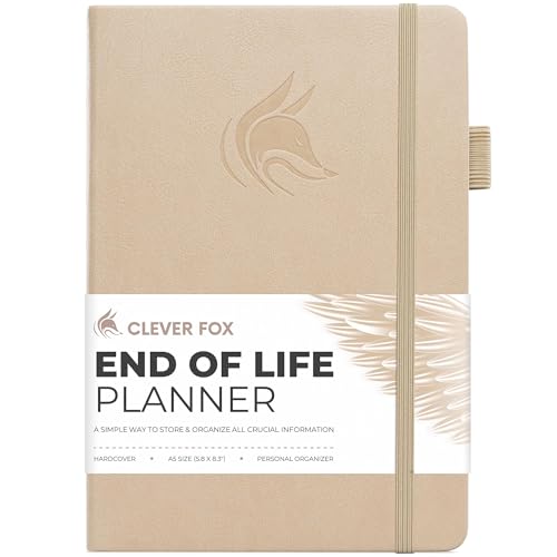 Clever Fox End of Life Planner, Organisator für die letzten Vorkehrungen für Begünstigte, Testamentserstellung, letzte Wünsche und Bestattungsplanung, A5 (Muschelfarben)