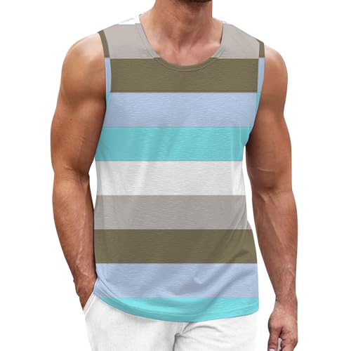 FASLOLSDP Tanktop Herren Aufdruck, Gestreiftes Tanktop, ÄRmellos Weste Muskelshirt Fitness Sport Unterhemden Funktionsshirt Mit Rundhals-Ausschnitt Premium Weich Achselshirts 2024