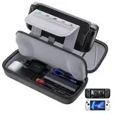 JSAUX Tasche Kompatibel mit Steam Deck & ROG Ally X, Schützende Harte Tragetasche Hülle Case Eingebaute Netzteil Ladegerät Speicher, Tragbare Reise Tragetasche für Steam Deck OLED/ROG Ally/PS5 Portal
