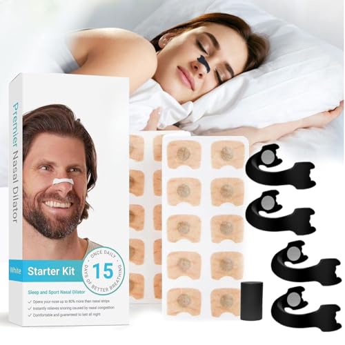 15 Stück Intake Breathing Nasal Strip, Intake Breathing Magnetischer Anti-Schnarch-Nasenstreifen, Impulse Breathing, Nasenpflaster Besser Schlafen und Atmen