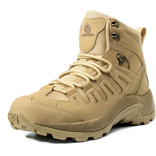 derlychug Herren Wanderstiefel Militärische Taktische Leichte Arbeit Outdoor Walking Wüste Jagdstiefel (Sand,43.)