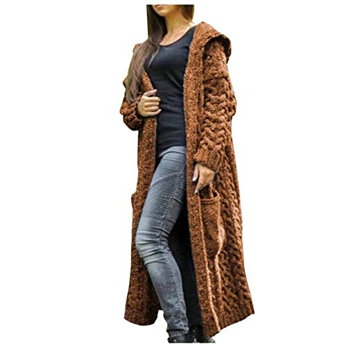 Awrvia Dicke Strickjacke Damen Lang Wollmantel Grobstrick Cardigan Casual Lockere Winterjacke Warm Wolle Kapuzenpullover Oversize Strickpullover Modern Jacken angebot des tages heute