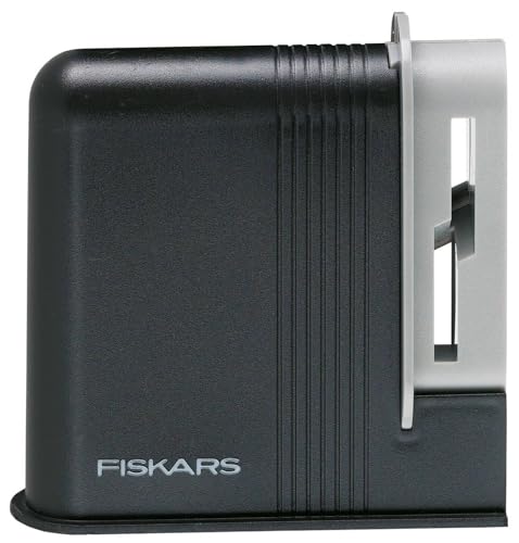 Fiskars Scherenschärfer, Für Rechtshänderscheren, Keramik-Schleifköpfe/Kunststoff-Gehäuse, Schwarz/Grau, Clip-Sharp 1000812