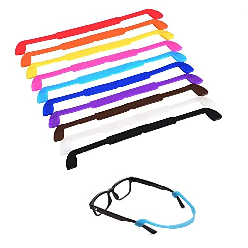 LEEQ 10 Stück Silikon Brillen Riemen Brillen Aufbewahrungen Sport Antirutsch Elastische Brille Sonnenbrille Kabel Halterung für Kinder, 10 Farbe