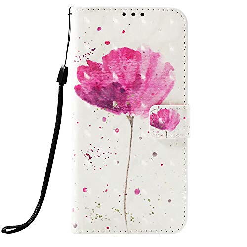 Handyhülle für Nothing CMF Phone 1 Hülle Case mit Kartenfach Geld Slot Ständer Magnet PU Ledertasche TPU Bumper Wallet Flip Tasche Schutzhülle Handytasche für Nothing CMF Phone 1 Pinke Blume