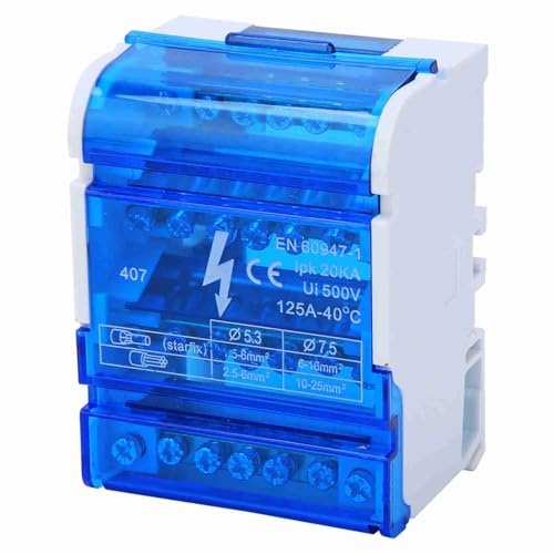 Din Rail 4, Single Phase Junction Case with Transparent Cover 407 Terminal Distribution Box for Efficient Electrical Distribution