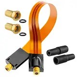 hb-digital 1x SAT Fensterdurchführung Ultra Flach flexibel extrem dünn Gold HQ F-Buchse Verbinder für Koaxialkabel Verkupplung Türen Fenster Dachboden + 2x F-Stecker vergoldet + 2x Gummitülle