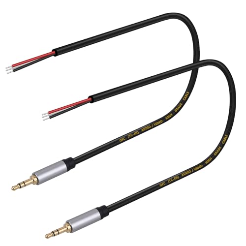 2-Pack Ersatz 3.5mm Stecker auf Bare Wire Open End TRS 3 Pole Stereo 1/8" 3.5mm Stecker Jack Stecker Audio Kabel für Kopfhörer Headset Kopfhörer Kabel Reparatur