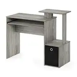 Furinno Econ Mehrzweck Home Office Computer Schreibtisch mit Ablage und Einschub, holz, Französische Eiche Grau/Schwarz, 40.01 x 40.01 x 86.61 cm