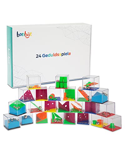 BONBAE® Geduldsspiel – 24 Stück in Einer Box – Fördert die Konzentration – Knobelspiele für Kinder und Erwachsene in DREI Schwierigkeitsstufen