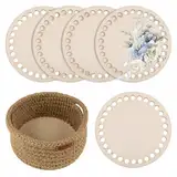 WUISOLQP 5 Stück Korbboden Aus Holz 10cm Gehäkelter Korbboden Zum Häkeln Kreis Blank Crochet Basket Holzbasis Naturholzkorbboden Korbboden Set für DIY Körbe Geldbörse Zubehör Taschenboden Häkeln